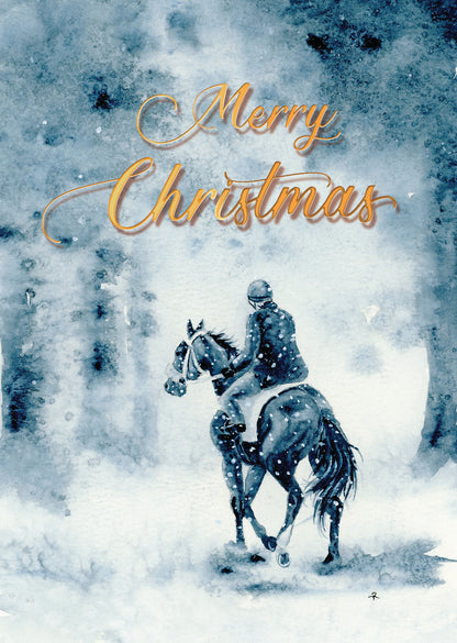 Christmas Cards - Merry Christmas - Snowy Ride - Painting One - Artist Renee Torbit